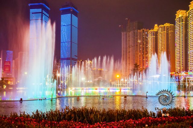花果园喷泉夜景
