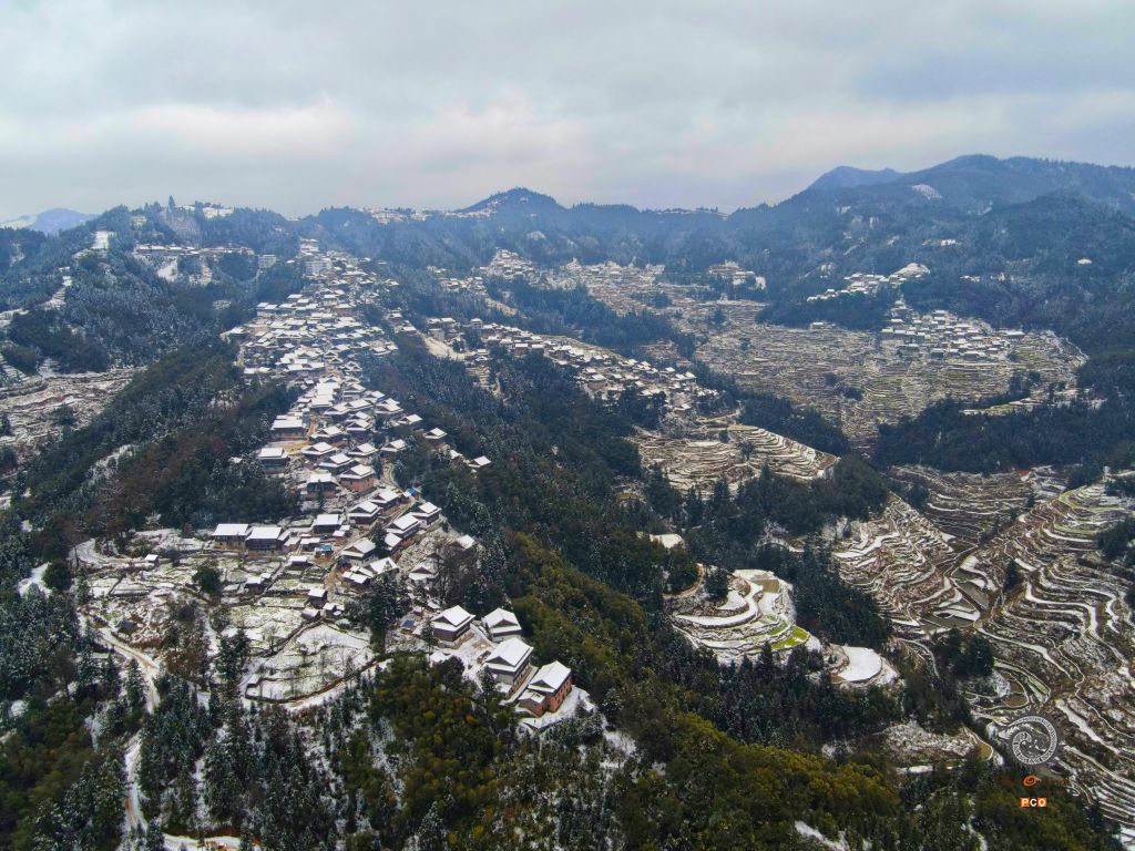 传统村落-中华村雪景